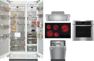 6 Piece Package Includes Refrigerator, Freezer, Cooktop, Wall Oven, Hood And Dishwasher
