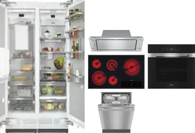 6 Piece Package Includes Refrigerator, Freezer, Cooktop, Wall Oven, Hood And Dishwasher