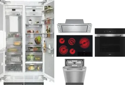 6 Piece Package Includes Refrigerator, Freezer, Cooktop, Wall Oven, Hood And Dishwasher