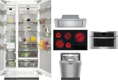 6 Piece Package Includes Refrigerator, Freezer, Cooktop, Wall Oven, Hood And Dishwasher