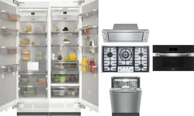 6 Piece Package Includes Refrigerator, Freezer, Cooktop, Wall Oven, Hood And Dishwasher