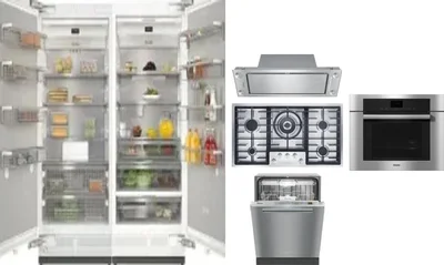 6 Piece Package Includes Refrigerator, Freezer, Cooktop, Wall Oven, Hood And Dishwasher