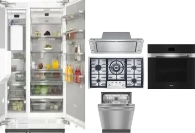 6 Piece Package Includes Refrigerator, Freezer, Cooktop, Wall Oven, Hood And Dishwasher