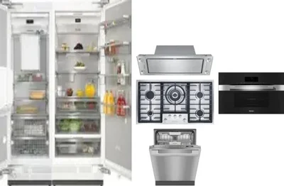 6 Piece Package Includes Refrigerator, Freezer, Cooktop, Wall Oven, Hood And Dishwasher