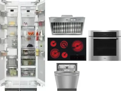 6 Piece Package Includes Refrigerator, Freezer, Cooktop, Wall Oven, Hood And Dishwasher
