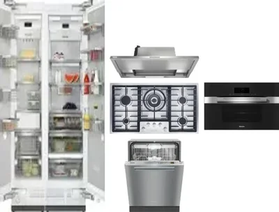 6 Piece Package Includes Refrigerator, Freezer, Cooktop, Wall Oven, Hood And Dishwasher