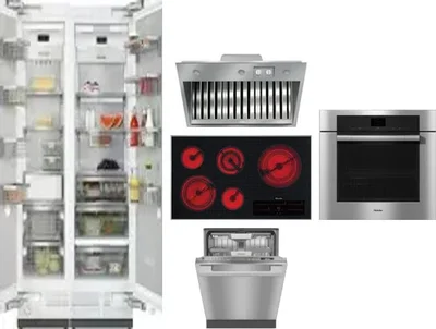 6 Piece Package Includes Refrigerator, Freezer, Cooktop, Wall Oven, Hood And Dishwasher