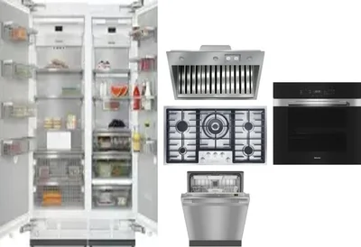 6 Piece Package Includes Refrigerator, Freezer, Cooktop, Wall Oven, Hood And Dishwasher