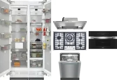 6 Piece Package Includes Refrigerator, Freezer, Cooktop, Wall Oven, Hood And Dishwasher
