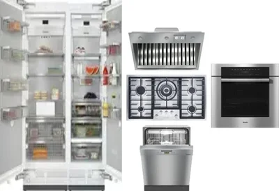 6 Piece Package Includes Refrigerator, Freezer, Cooktop, Wall Oven, Hood And Dishwasher