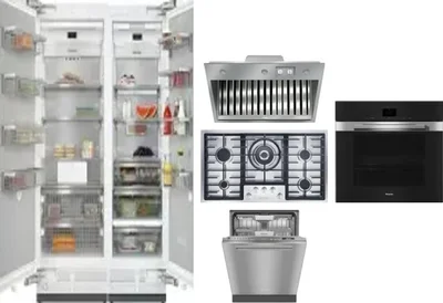6 Piece Package Includes Refrigerator, Freezer, Cooktop, Wall Oven, Hood And Dishwasher