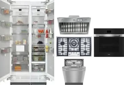 6 Piece Package Includes Refrigerator, Freezer, Cooktop, Wall Oven, Hood And Dishwasher