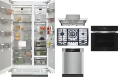 6 Piece Package Includes Refrigerator, Freezer, Cooktop, Wall Oven, Hood And Dishwasher