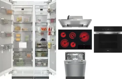 6 Piece Package Includes Refrigerator, Freezer, Cooktop, Wall Oven, Hood And Dishwasher