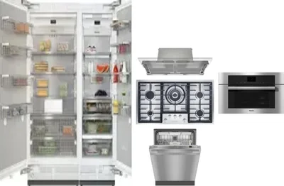 6 Piece Package Includes Refrigerator, Freezer, Cooktop, Wall Oven, Hood And Dishwasher