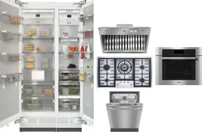 6 Piece Package Includes Refrigerator, Freezer, Cooktop, Wall Oven, Hood And Dishwasher