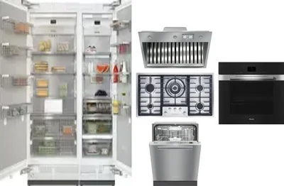 6 Piece Package Includes Refrigerator, Freezer, Cooktop, Wall Oven, Hood And Dishwasher