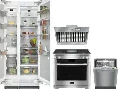 5 Piece Package Includes Refrigerator, Freezer, Range, Hood And Dishwasher