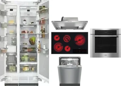 6 Piece Package Includes Refrigerator, Freezer, Cooktop, Wall Oven, Hood And Dishwasher