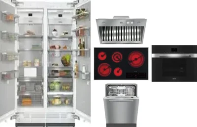 6 Piece Package Includes Refrigerator, Freezer, Cooktop, Wall Oven, Hood And Dishwasher