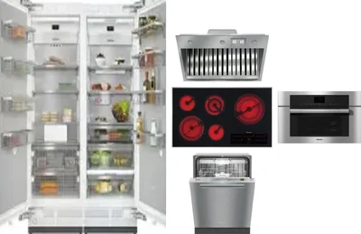 6 Piece Package Includes Refrigerator, Freezer, Cooktop, Wall Oven, Hood And Dishwasher