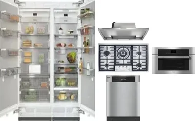 6 Piece Package Includes Refrigerator, Freezer, Cooktop, Wall Oven, Hood And Dishwasher