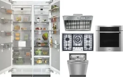 6 Piece Package Includes Refrigerator, Freezer, Cooktop, Wall Oven, Hood And Dishwasher