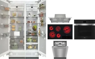 6 Piece Package Includes Refrigerator, Freezer, Cooktop, Wall Oven, Hood And Dishwasher