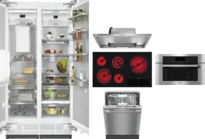 6 Piece Package Includes Refrigerator, Freezer, Cooktop, Wall Oven, Hood And Dishwasher