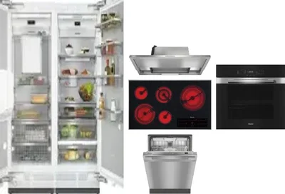 6 Piece Package Includes Refrigerator, Freezer, Cooktop, Wall Oven, Hood And Dishwasher