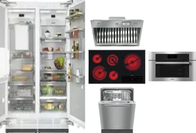 6 Piece Package Includes Refrigerator, Freezer, Cooktop, Wall Oven, Hood And Dishwasher