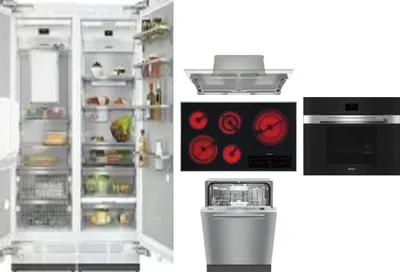 6 Piece Package Includes Refrigerator, Freezer, Cooktop, Wall Oven, Hood And Dishwasher