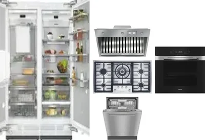 6 Piece Package Includes Refrigerator, Freezer, Cooktop, Wall Oven, Hood And Dishwasher