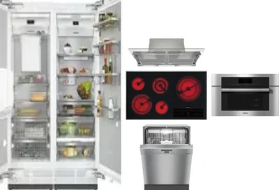 6 Piece Package Includes Refrigerator, Freezer, Cooktop, Wall Oven, Hood And Dishwasher