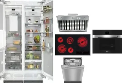 6 Piece Package Includes Refrigerator, Freezer, Cooktop, Wall Oven, Hood And Dishwasher