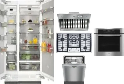 6 Piece Package Includes Refrigerator, Freezer, Cooktop, Wall Oven, Hood And Dishwasher