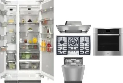 6 Piece Package Includes Refrigerator, Freezer, Cooktop, Wall Oven, Hood And Dishwasher