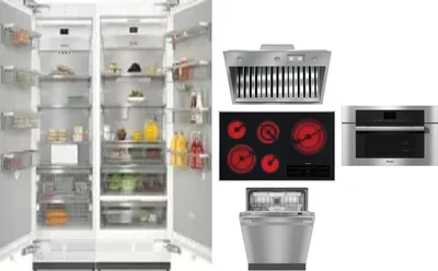 6 Piece Package Includes Refrigerator, Freezer, Cooktop, Wall Oven, Hood And Dishwasher