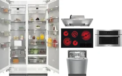6 Piece Package Includes Refrigerator, Freezer, Cooktop, Wall Oven, Hood And Dishwasher