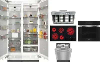 6 Piece Package Includes Refrigerator, Freezer, Cooktop, Wall Oven, Hood And Dishwasher