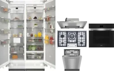 6 Piece Package Includes Refrigerator, Freezer, Cooktop, Wall Oven, Hood And Dishwasher
