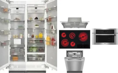 6 Piece Package Includes Refrigerator, Freezer, Cooktop, Wall Oven, Hood And Dishwasher