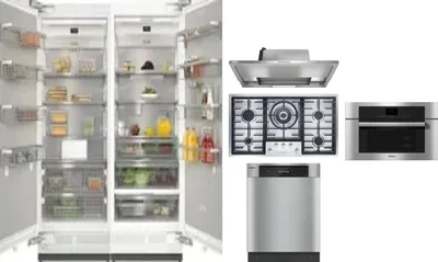 6 Piece Package Includes Refrigerator, Freezer, Cooktop, Wall Oven, Hood And Dishwasher