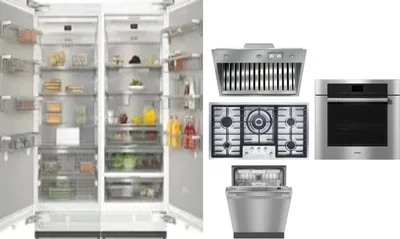 6 Piece Package Includes Refrigerator, Freezer, Cooktop, Wall Oven, Hood And Dishwasher