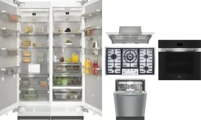 6 Piece Package Includes Refrigerator, Freezer, Cooktop, Wall Oven, Hood And Dishwasher