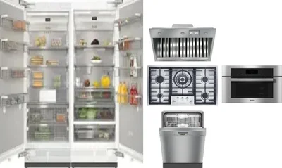 6 Piece Package Includes Refrigerator, Freezer, Cooktop, Wall Oven, Hood And Dishwasher