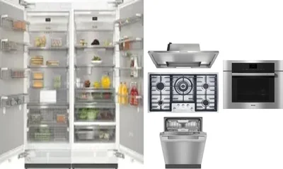 6 Piece Package Includes Refrigerator, Freezer, Cooktop, Wall Oven, Hood And Dishwasher