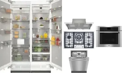 6 Piece Package Includes Refrigerator, Freezer, Cooktop, Wall Oven, Hood And Dishwasher
