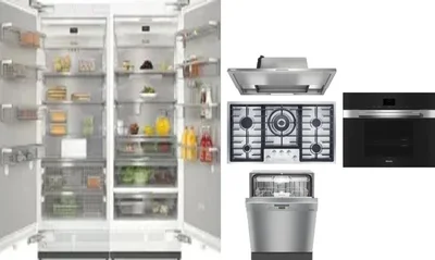 6 Piece Package Includes Refrigerator, Freezer, Cooktop, Wall Oven, Hood And Dishwasher