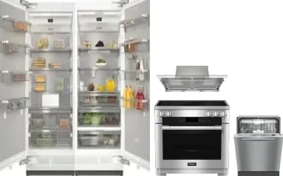 5 Piece Package Includes Refrigerator, Freezer, Range, Hood And Dishwasher